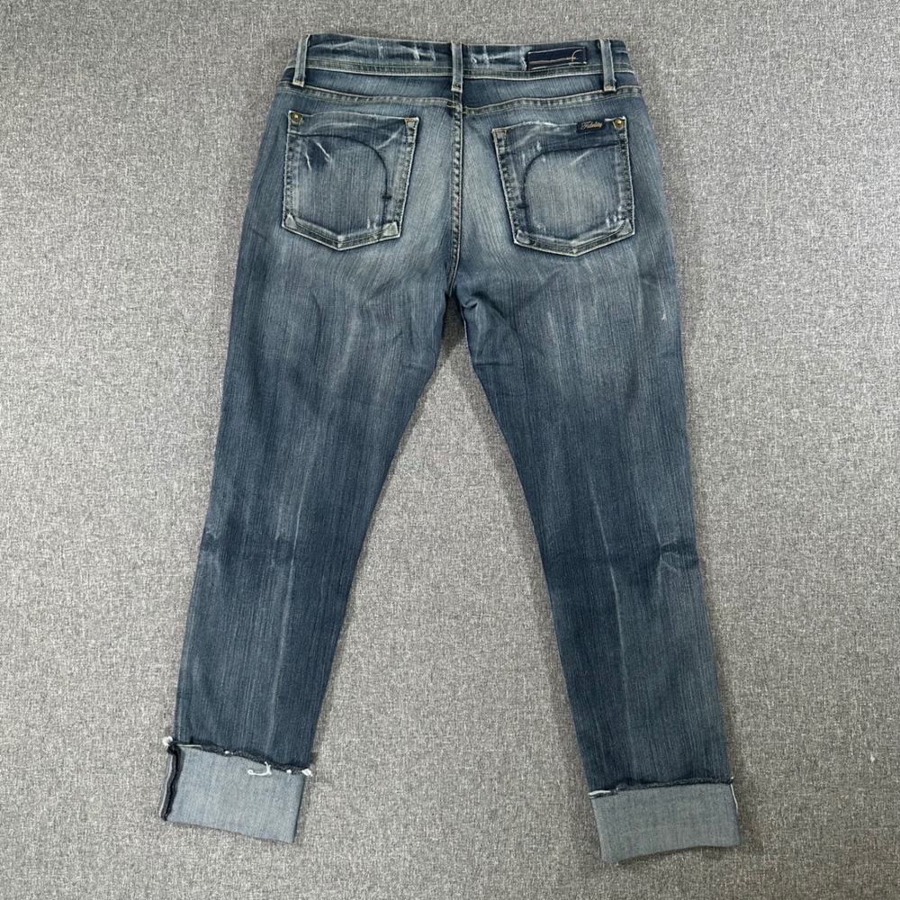 Fidelity Denim Sharp Blue Distressed Low Rise Cropped Jeans Women Size 29 USA - Picture 2 of 11